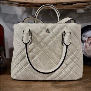 Ralph Lauren Ivory Quilted Satchel